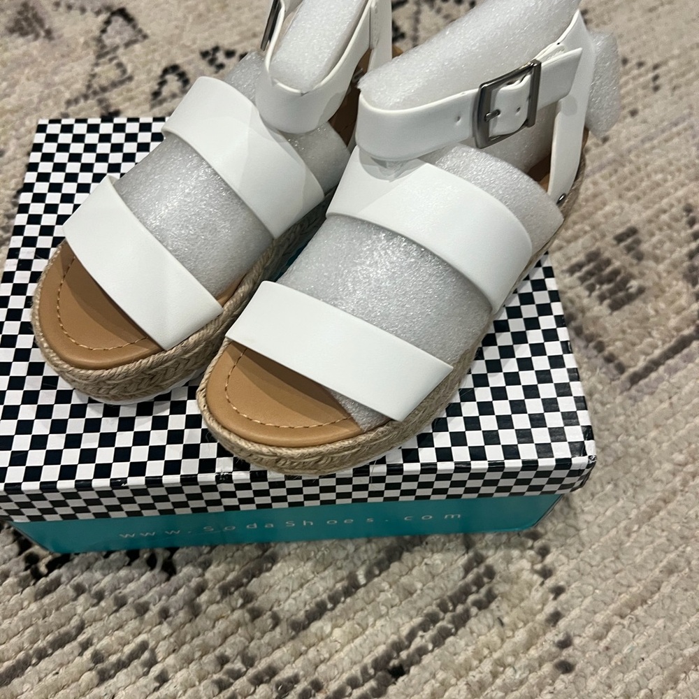 Soda White and Silver Espadrille Sandals